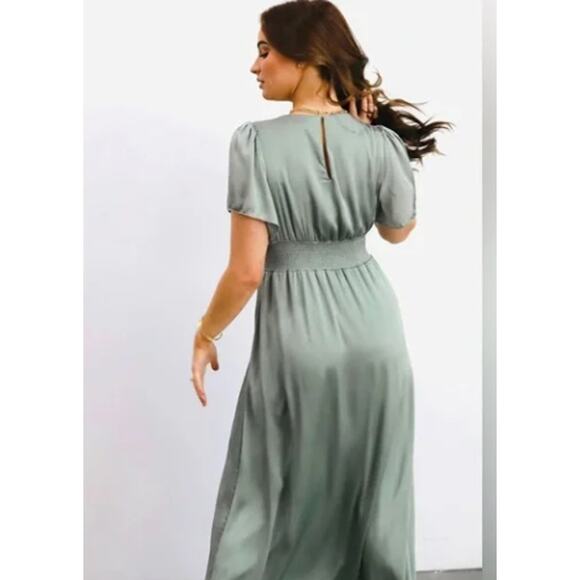 BALTIC BORN WOMENS SIZE XXLARGE PRAGUE SATIN MAXI DRESS GREEN NEW - Picture 2 of 13